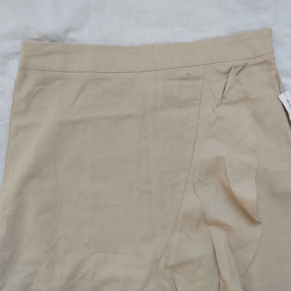 Westport Linen Blend Asymmetrical Skirt Ruffle Beige Lagenlook Coastal Womens L - Picture 4 of 8